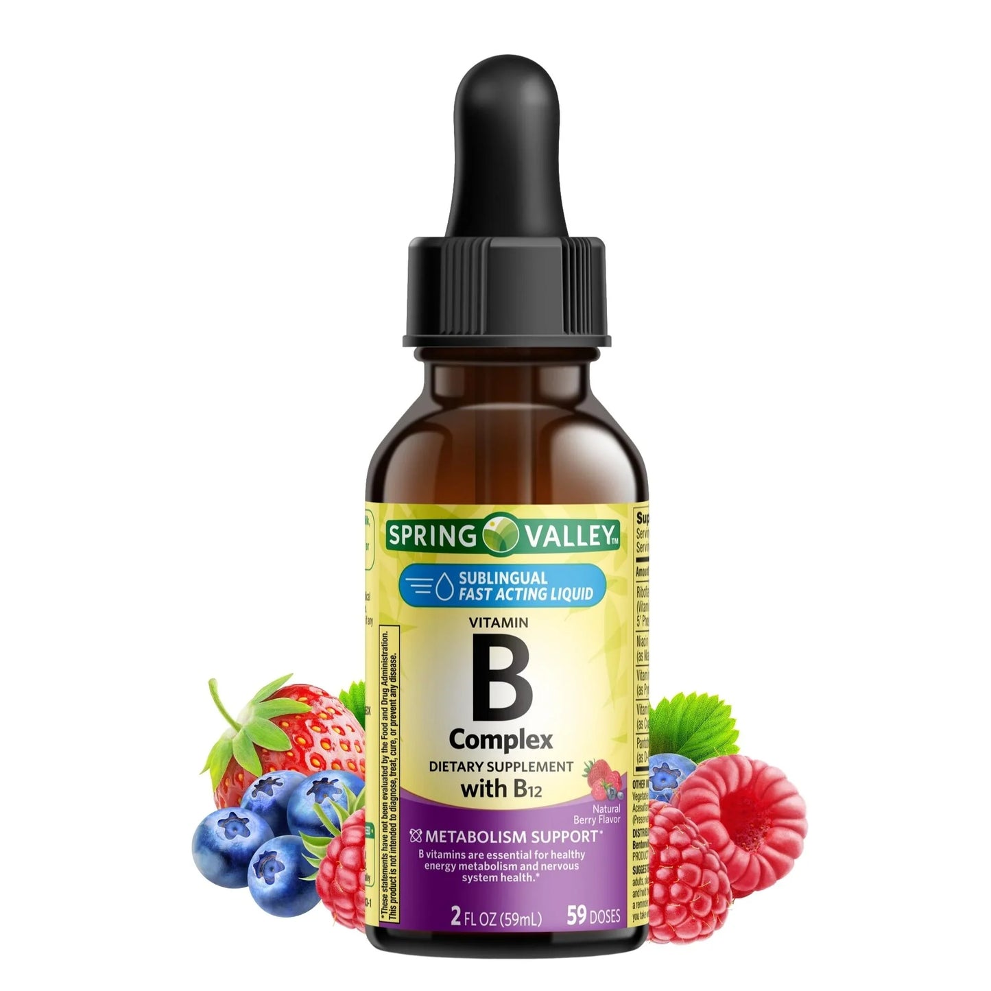 Complejo B con B12, Sabor Berry Spring Valley