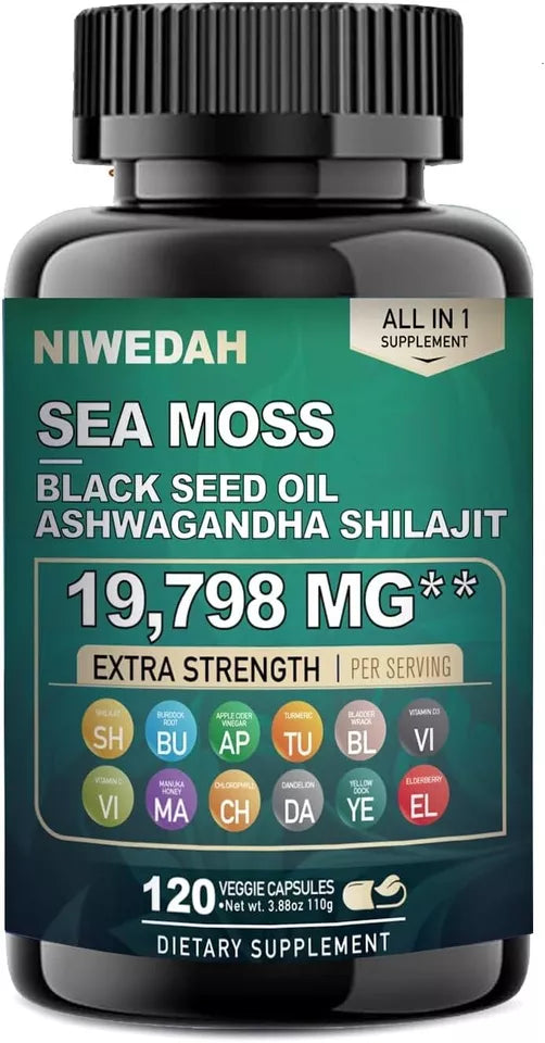 Combo de Multivitaminas de Black Seed, Shilajit y Sea Moss (USA)