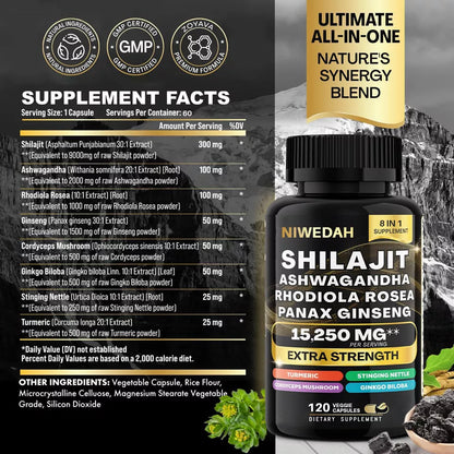 Combo de Multivitaminas de Black Seed, Shilajit y Sea Moss (USA)