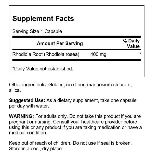 Cápsulas de Rhodiola Rosea para Energía y Estrés Swanson