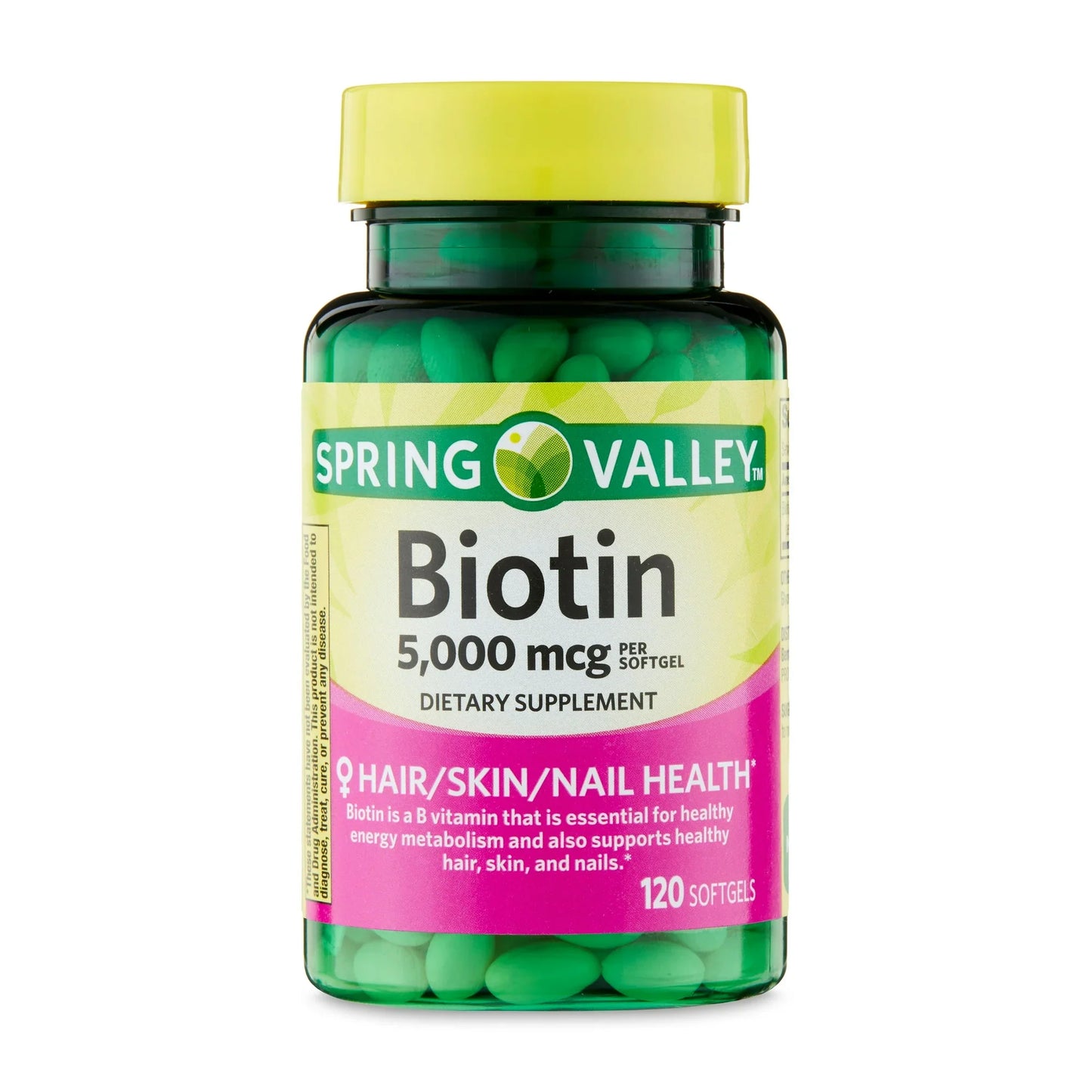 Suplemento de Biotina para Cabello, Piel y Uñas Spring Valley