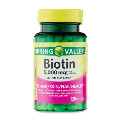 Suplemento de Biotina para Cabello, Piel y Uñas Spring Valley