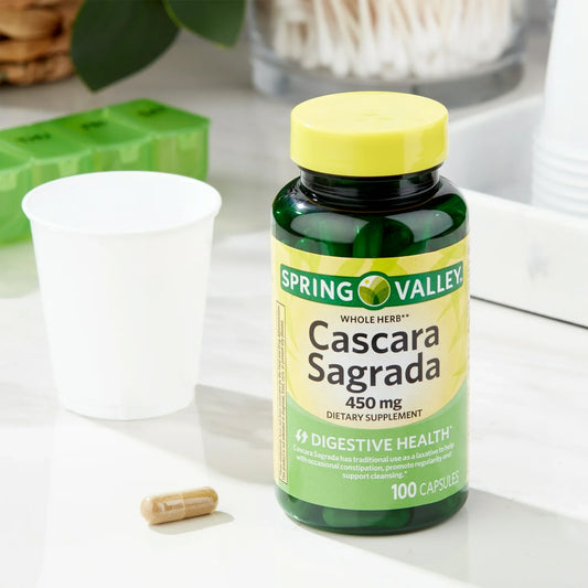 Cápsulas de Cáscara Sagrada para la Salud Digestiva Spring Valley