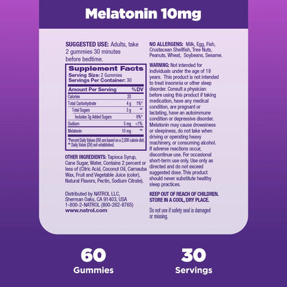 Gomitas de Melatonina Natrol para Dormir (Sabor Fresa) 10 mg