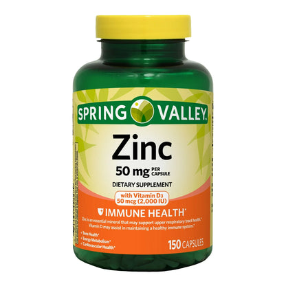 Cápsulas de Zinc con Vitamina D para la Salud Inmunológica Spring Valley